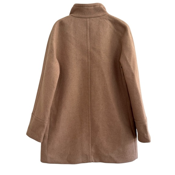 J crew Camel Beige Cream wool Blend City Coat Zip High Neck Size 12 - Picture 5 of 8